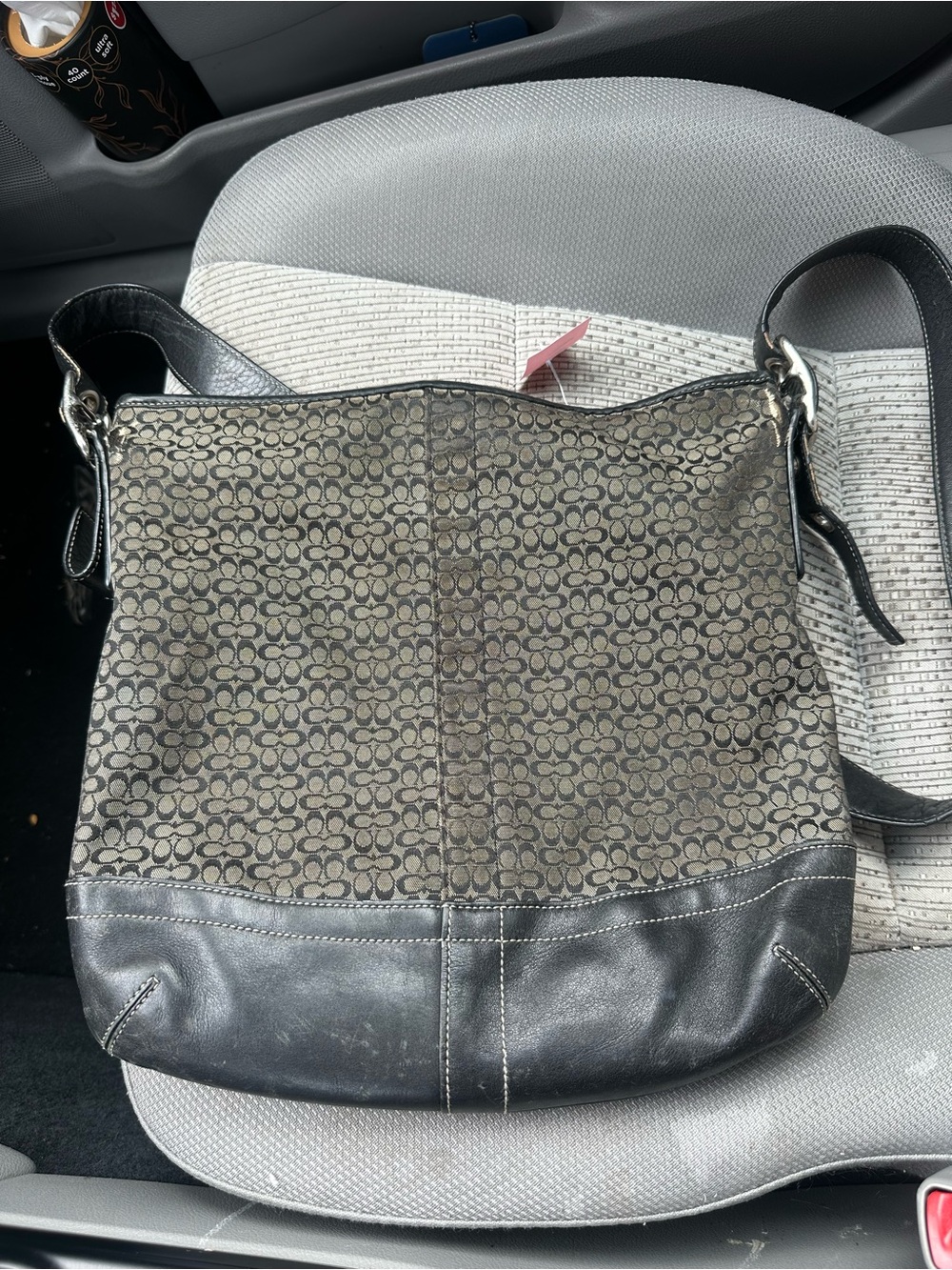 Coach Monogram Canvas Crossbody in Brown and Black